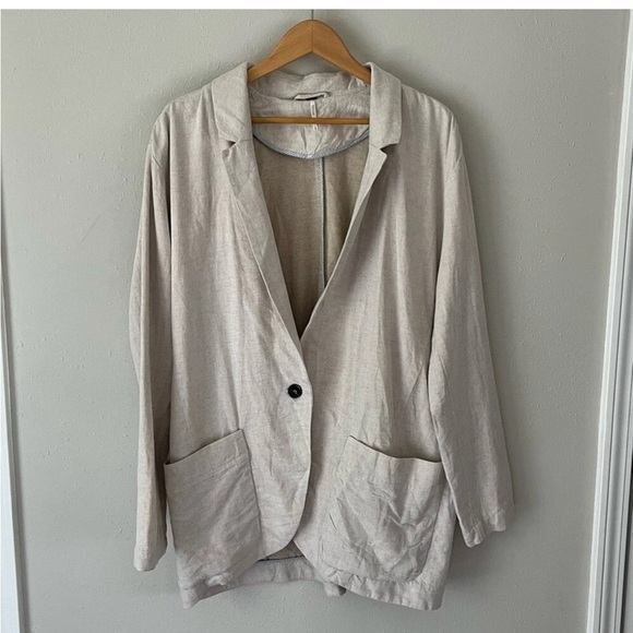 New-Free People Simply Perfect Linen Blazer Size M - Picture 4 of 6